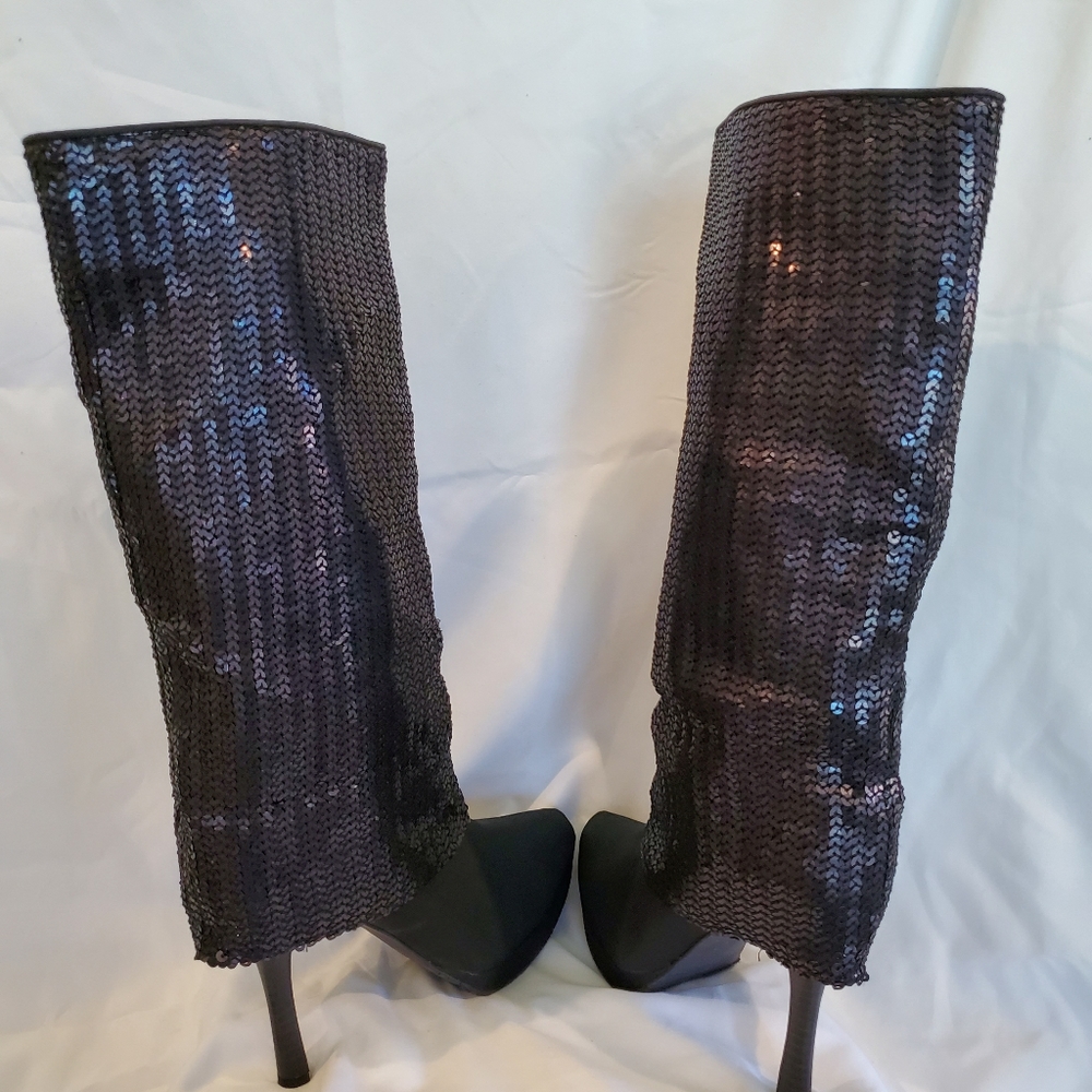 Nina Nakona Sequin Platform Boots, Size 7.5 US - Picture 4 of 4